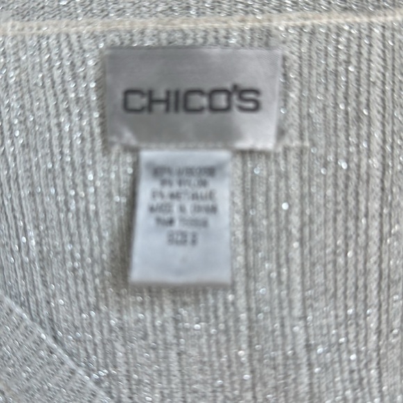 Chico's silver shimmer v-neck sweater   Chicos size 3 - Picture 6 of 6